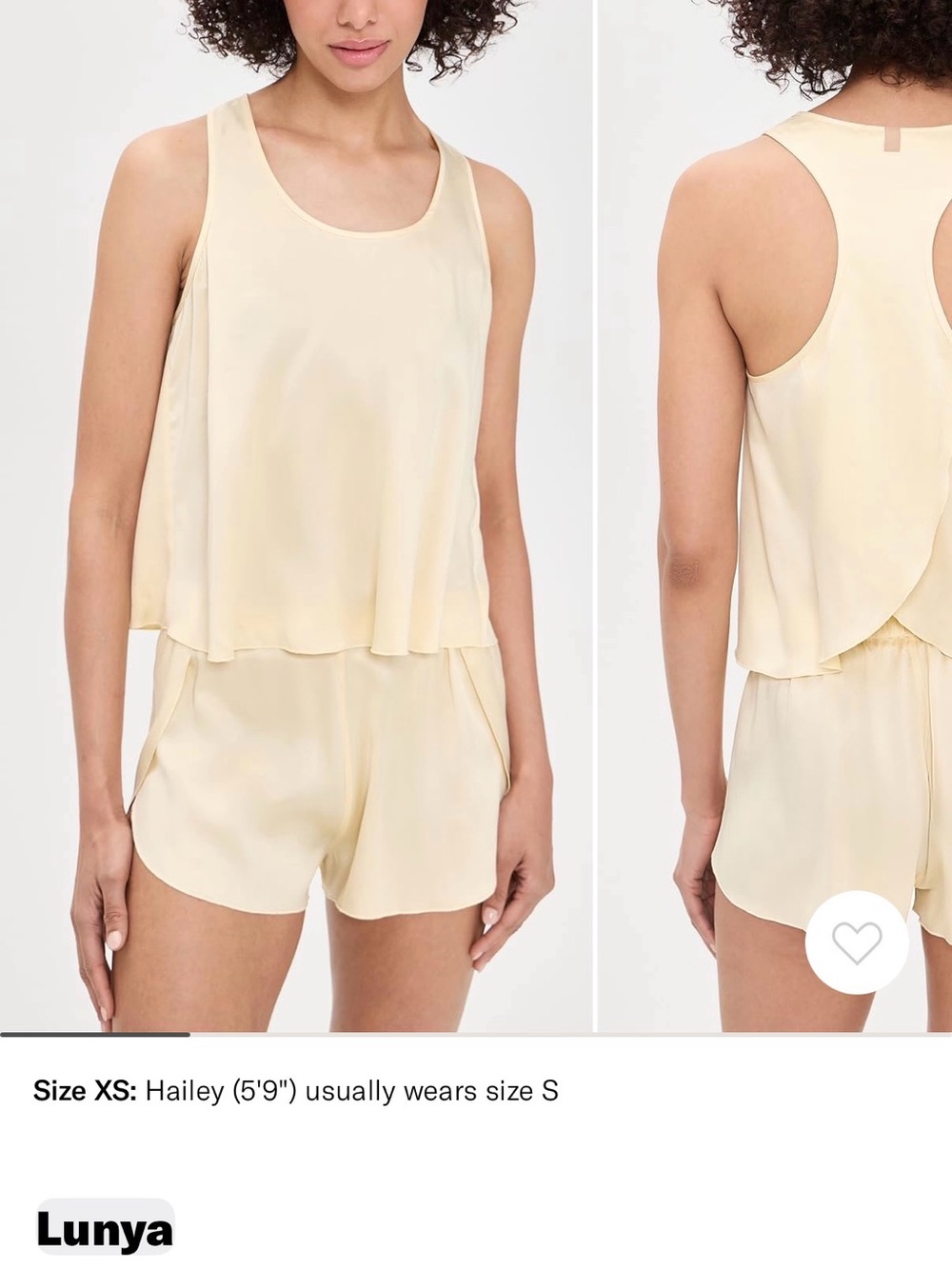 Lunya Yellow washable silk tulip back set
